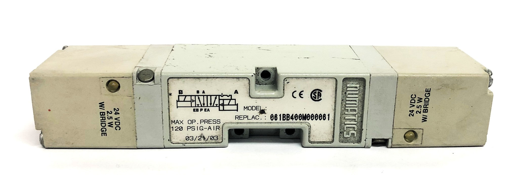 Numatics Solenoid Valve No Hardware 061BB400M000061 USED