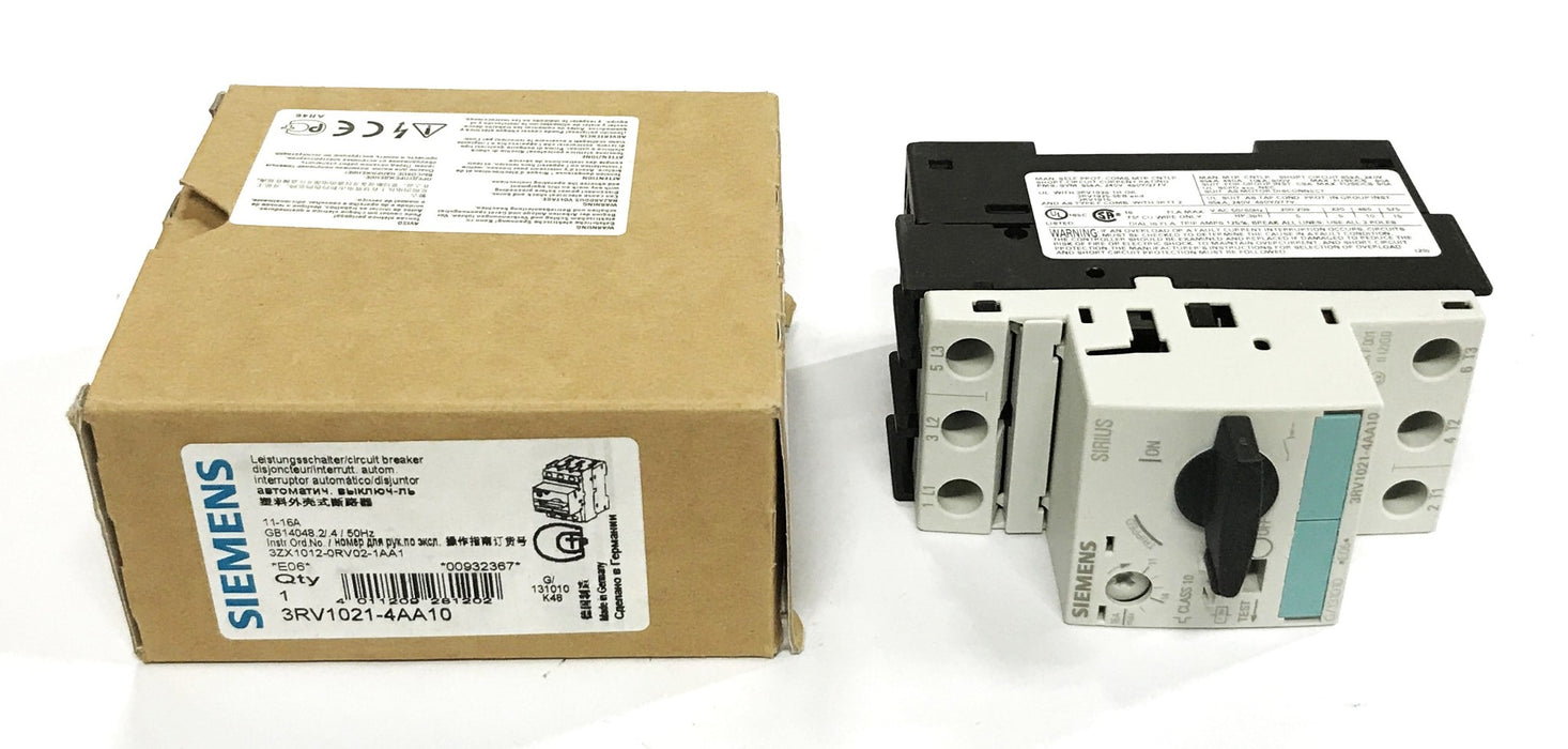 Siemens Circuit Breaker 3RV1021-4AA10 NOS