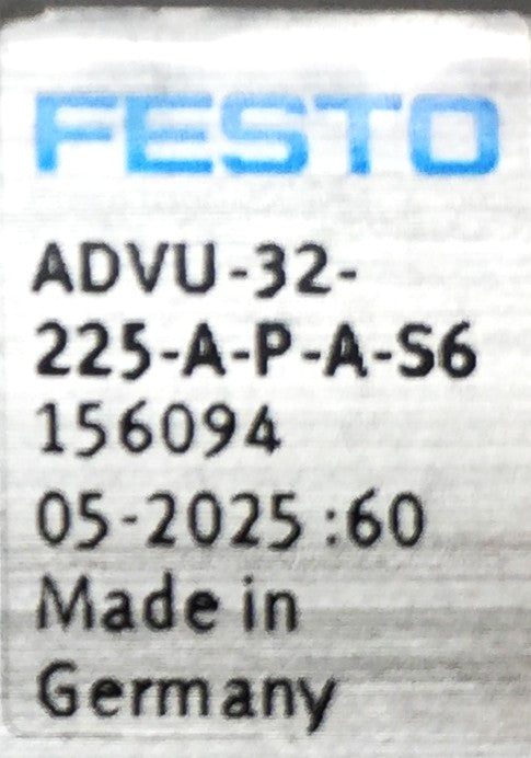 Festo Pneumatic Cylinder ADVU-32-225-A-P-A-S6 (156094) NOS