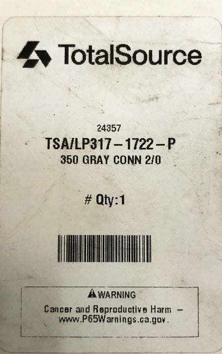 Total Source 350 Grey Connector Assembly LP317-1722 NOS