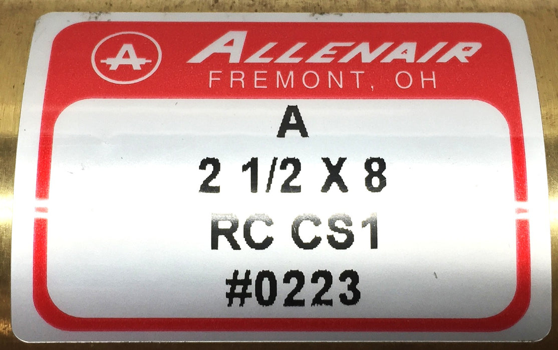 Allenair Pneumatic Air Cylinder 2-1/2"x 8" RS CS1 #0223 NOS