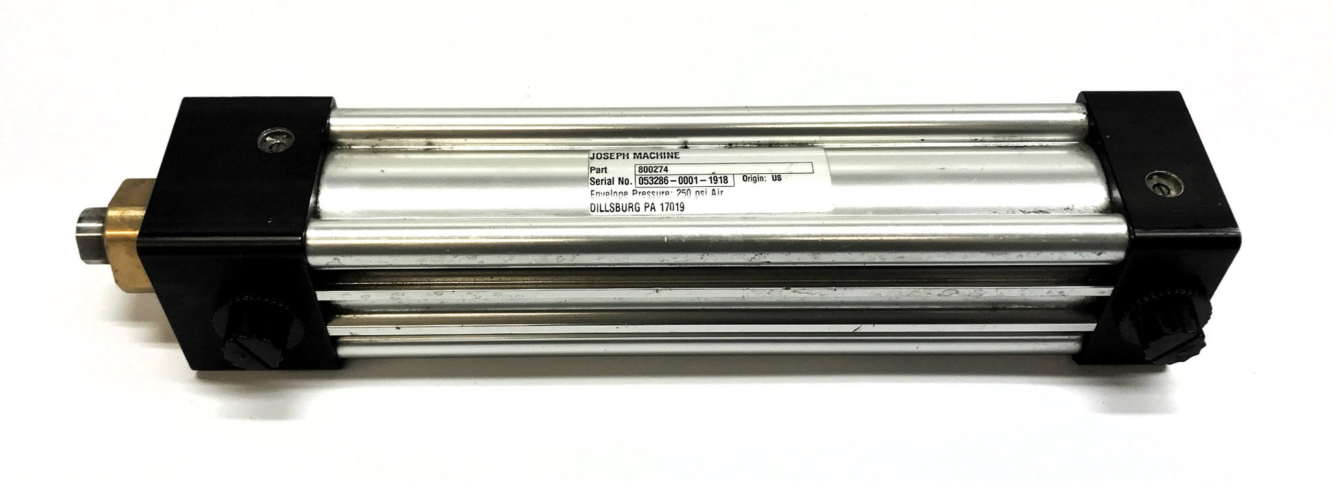 Joseph Machine 250 PSI Pneumatic Cylinder W/ Plugs 800274 USED