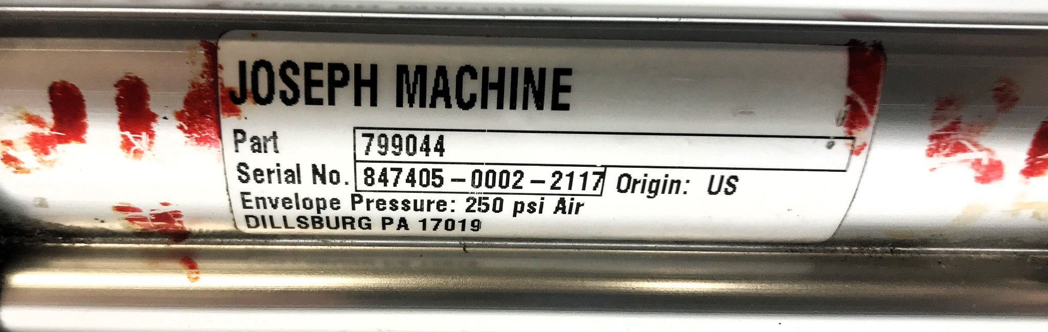 Joseph Machine 250 PSI Pneumatic Cylinder 799044 USED
