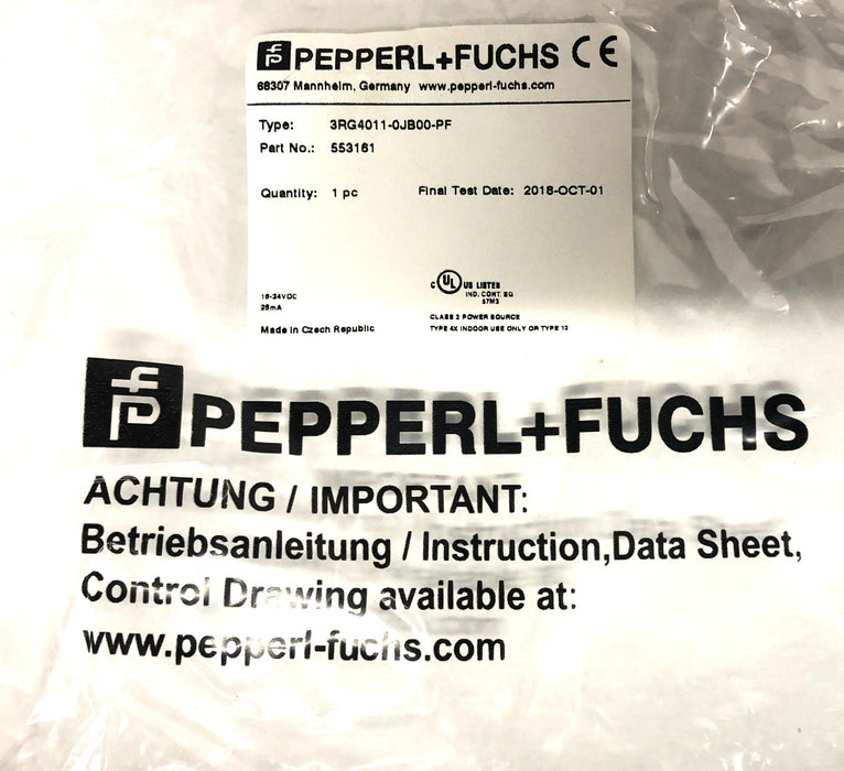 Pepperl & Fuchs Sensor 3RG4011-0JB00-PF NOS