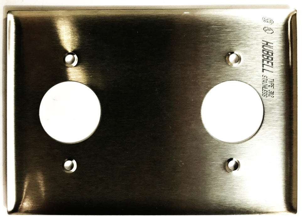 Hubbell 3-Gang 2-Hole Stainless Steel Wall Plate HBL23909HG NOS