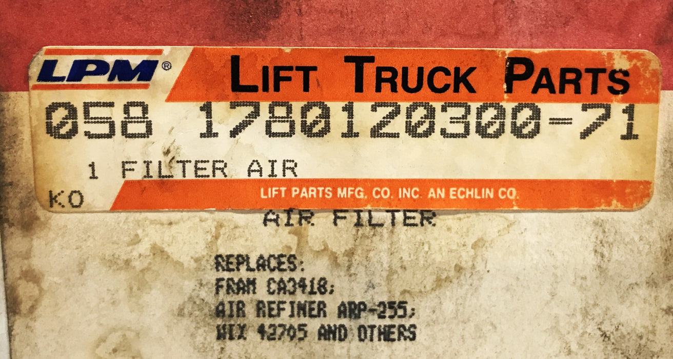 LPM Forklift Air Filter 17801-20300-71 NOS
