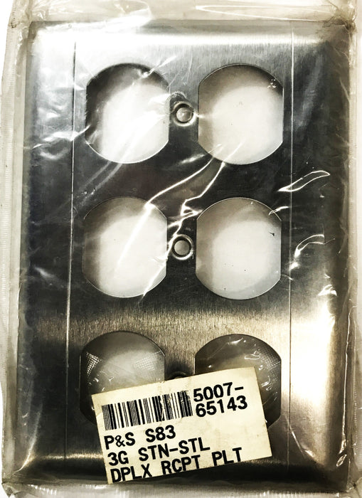 Pass & Seymour 3-Gang 6-Hole Stainless Steel Wall Plate SS83 [Lot of 3] NOS