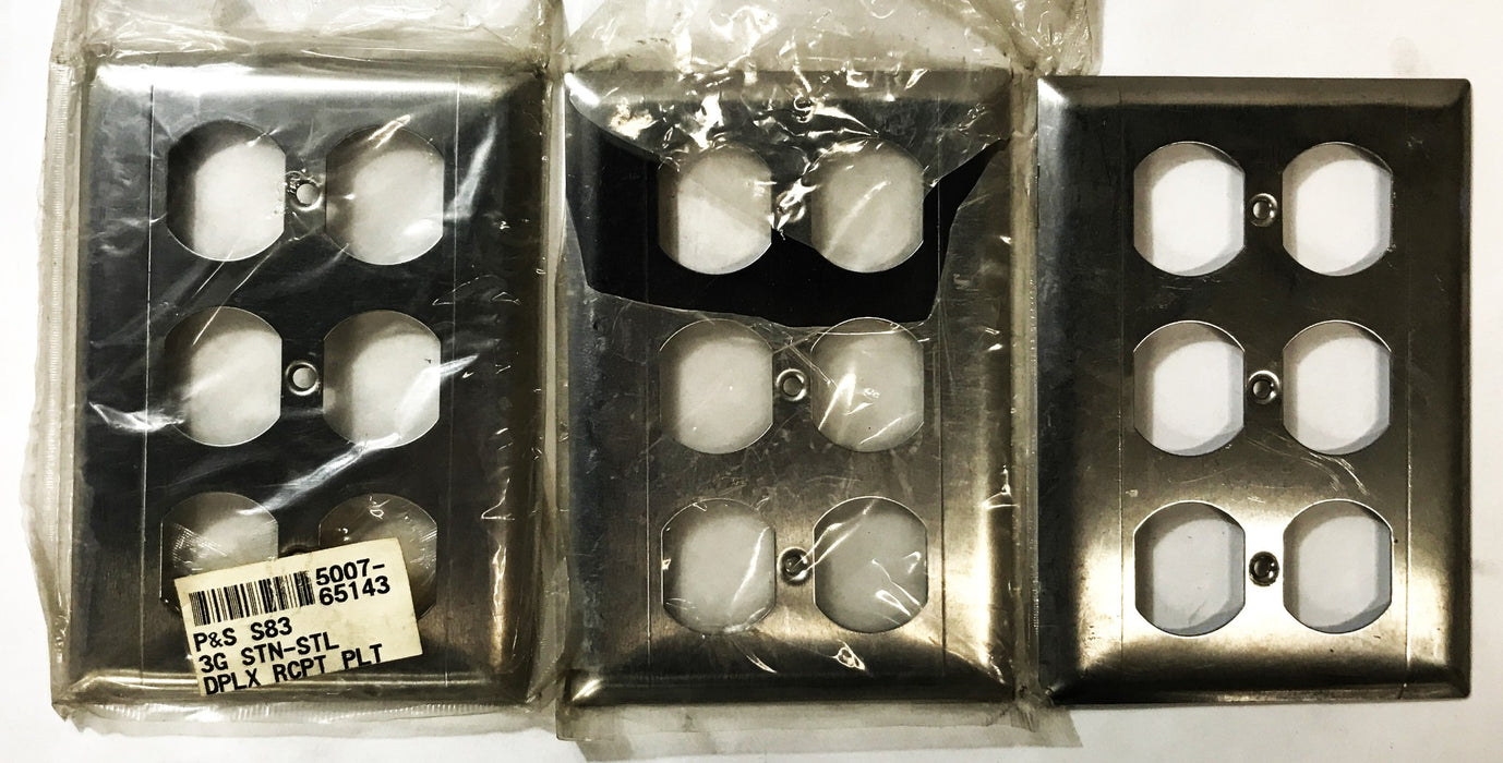 Pass & Seymour 3-Gang 6-Hole Stainless Steel Wall Plate SS83 [Lot of 3] NOS