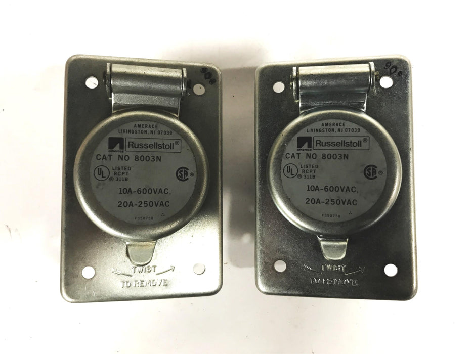 Russellstoll Ever-Lok Metal Receptacle 8003N [Lot of 2] NOS
