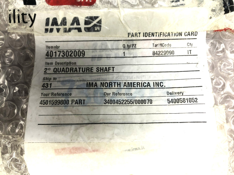 IMA 15-1/2 Inch 2 Degree Quadrature Shaft 4017302009 NOS