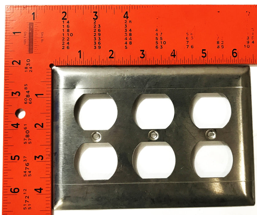 Pass & Seymour 3-Gang 6-Hole Stainless Steel Wall Plate SS83 [Lot of 3] NOS