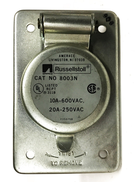 Russellstoll Ever-Lok Metal Receptacle 8003N [Lot of 2] NOS