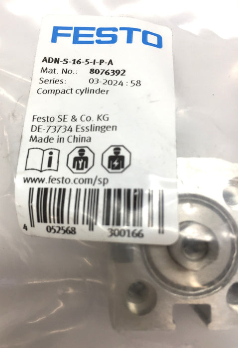Festo Series: 04-2024:58 Compact Cylinder ADN-S-16-5-I-P-A (8076392) NOS