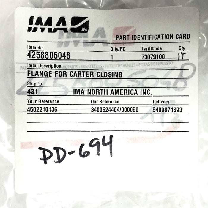 IMA 9-3/16 Inch Flange For Carter Closing 4258805048 (3K/200050048) NOS
