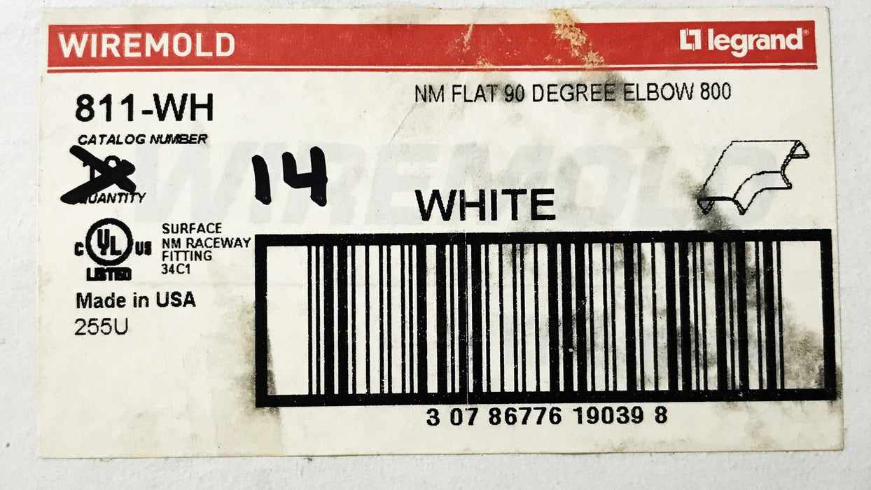 Wiremold Ivory 90-degree Flat Elbow 811-WH [Lot of 14] NOS