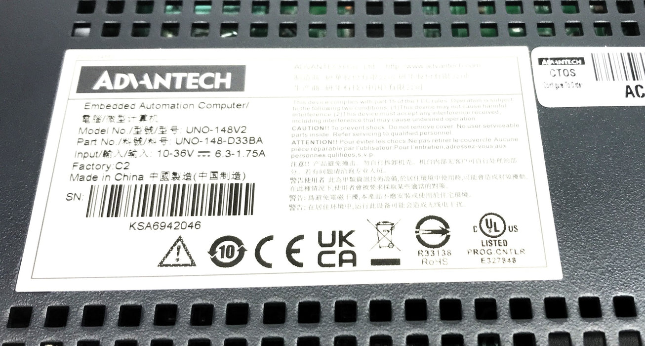 Advantech Fanless Industrial Edge Controller UNO-148V2 (UNO-148-D33BA) NOS