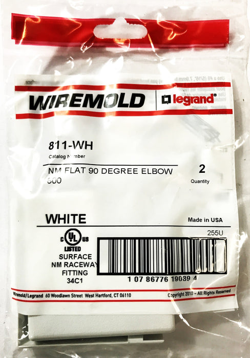 Wiremold Ivory 90-degree Flat Elbow 811-WH [Lot of 14] NOS