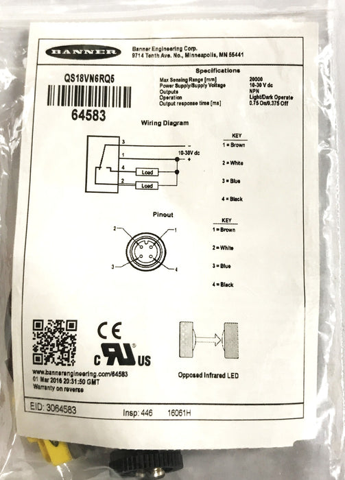 Banner 64583 Photoelectric Sensor QS18VN6RQ5 NOS