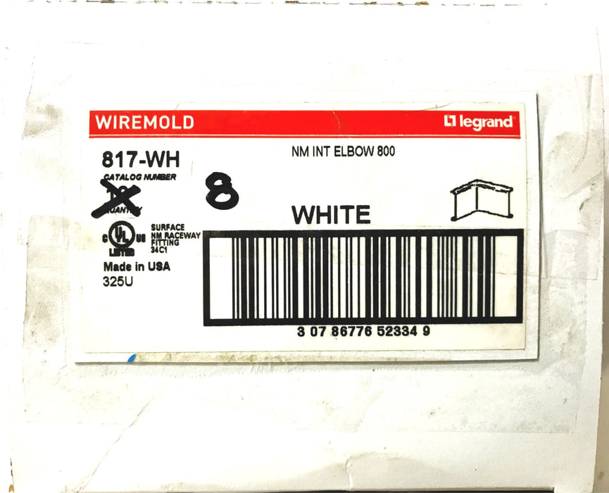 Wiremold White 90-degree Flat Elbow 817-WH [Lot of 8] NOS