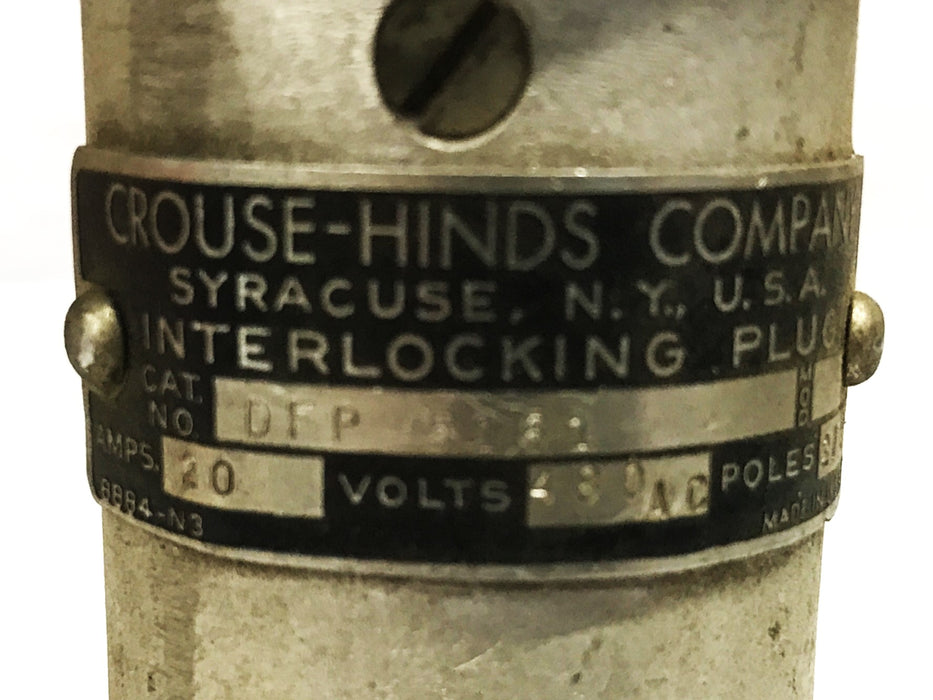 Crouse-Hinds 2-Wire 3-Plug 20A 280V Cast Aluminum Plug DFP-5161 [Lot of 2] USED
