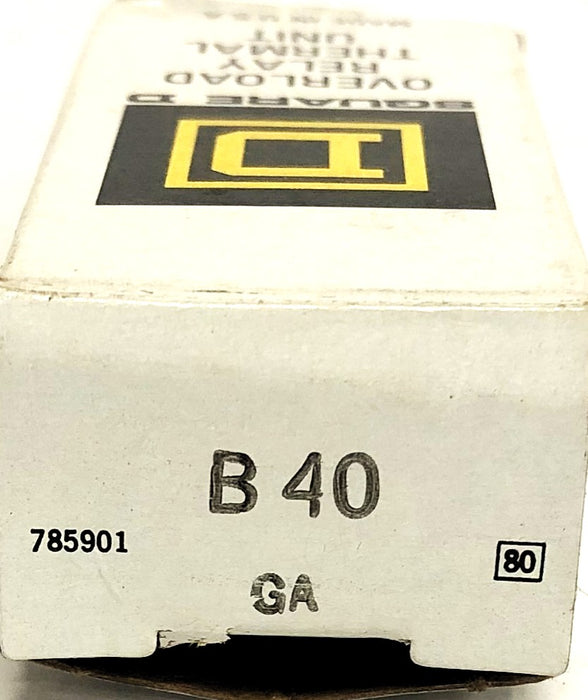 Square D Overload Relay Thermal Unit B40 (GA 80) NOS