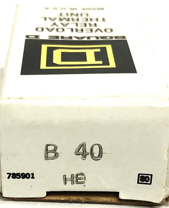 Square D Overload Relay Thermal Unit B40 (HE 80) NOS