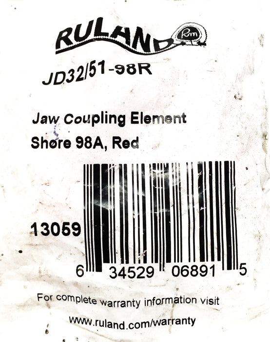 Ruland Shore 98A Red Jaw Coupling Element JD32/51-98R NOS