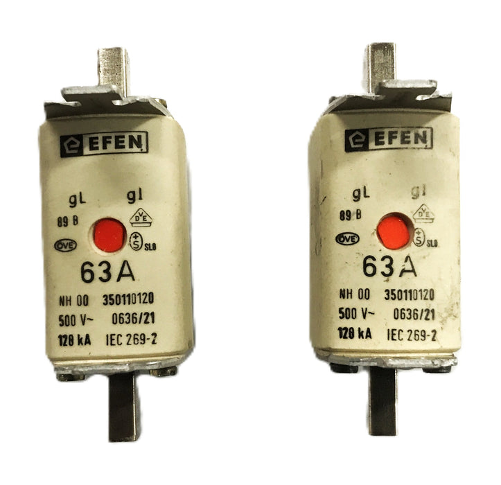 Efen 63A Twin Indicator Fuse 350110120 [Lot of 2] NOS