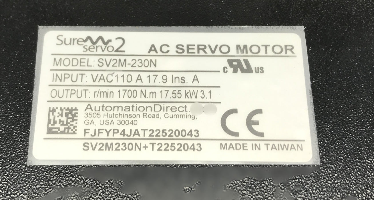 Automation Direct Servo Motor SV2M-230N NOS