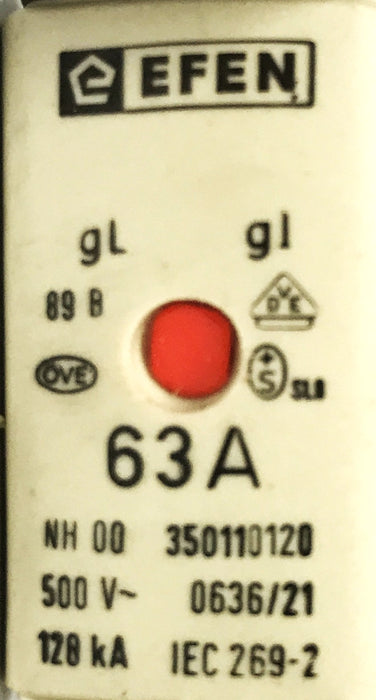 Efen 63A Twin Indicator Fuse 350110120 [Lot of 2] NOS