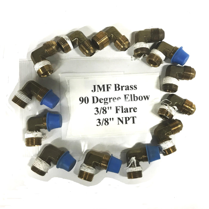 JMC Brass 90 Degree 3/8 inch Flare x 3/8 inch NPT Elbow Coupling [Lot of 13] NOS