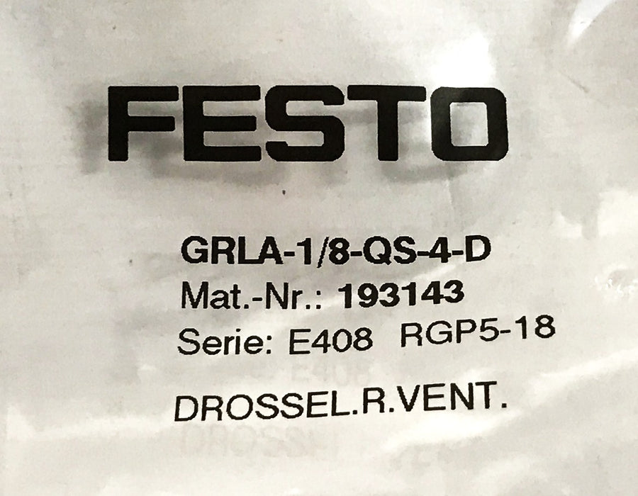 Festo 1-Way Flow Valve GRLA-1/8-QS-4-D [Lot of 4] NOS