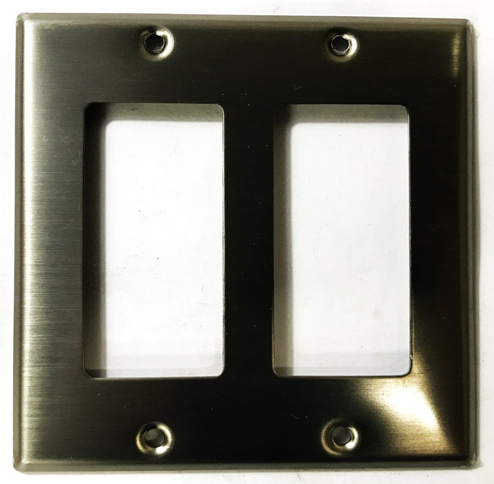 Leviton 2-Gang 2-Port Stainless Steel Wall Plate 84409-40 [Lot of 5] NOS