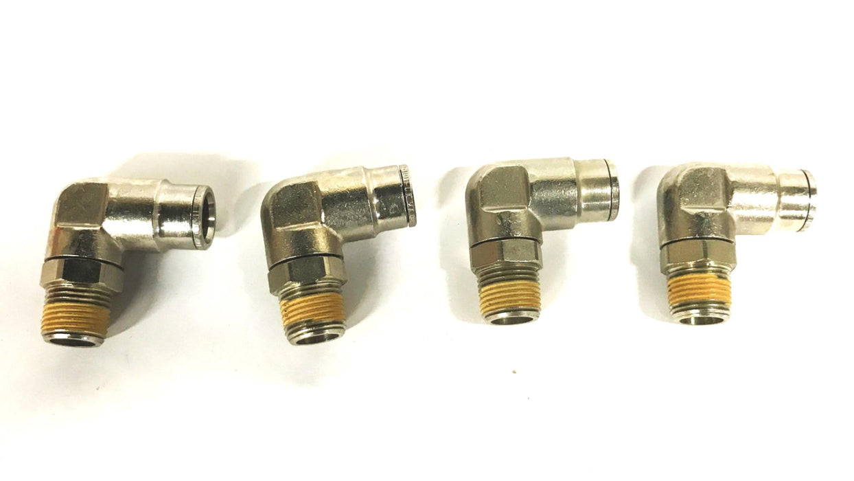 Unbranded 90 Degree 1/2 inch Push-in x 3/8 NPT Male Hex Elbow [Lot of 4] NOS