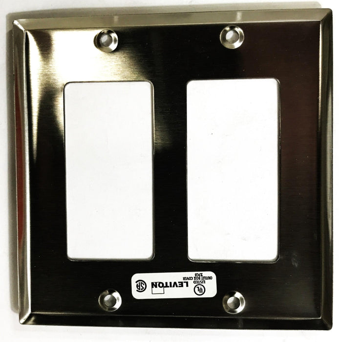 Leviton 2-Gang 2-Port Stainless Steel Wall Plate 84409-40 [Lot of 5] NOS