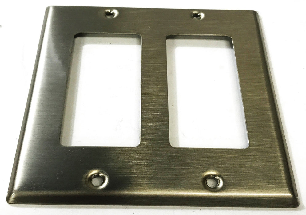 Leviton 2-Gang 2-Port Stainless Steel Wall Plate 84409-40 [Lot of 5] NOS