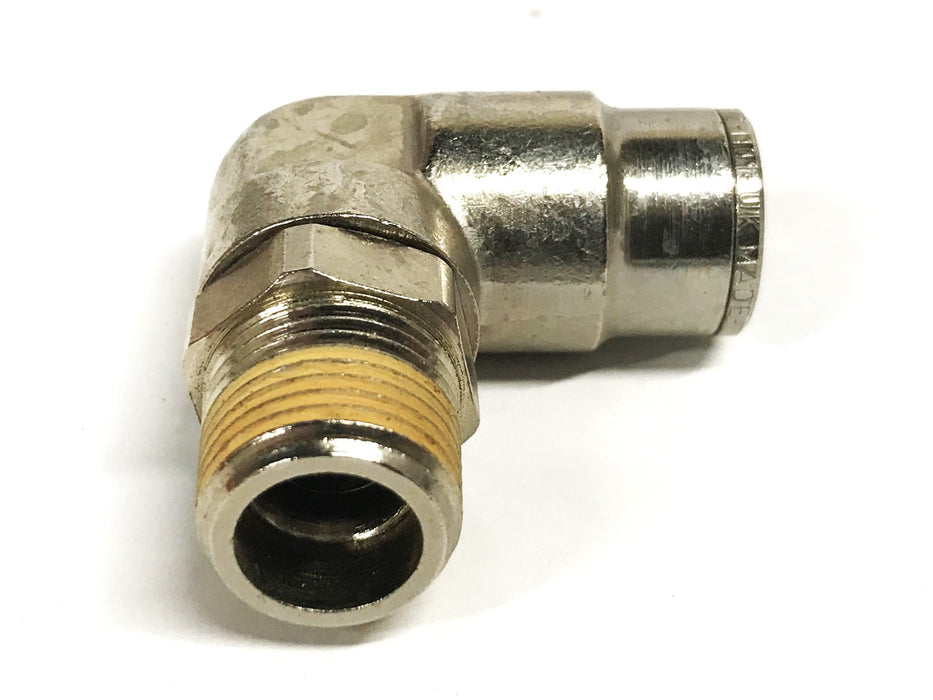 Unbranded 90 Degree 1/2 inch Push-in x 3/8 NPT Male Hex Elbow [Lot of 4] NOS