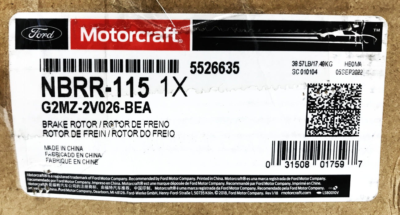 Motorcraft Ford Disc Brake Rotor NBRR-115 NOS