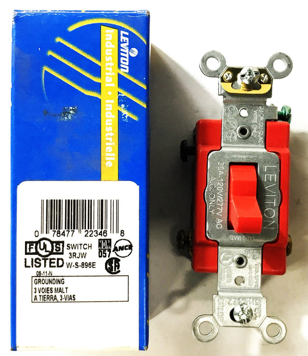 Leviton 3-Way Red Toggle Switch R1223-2R [Lot of 3] NOS