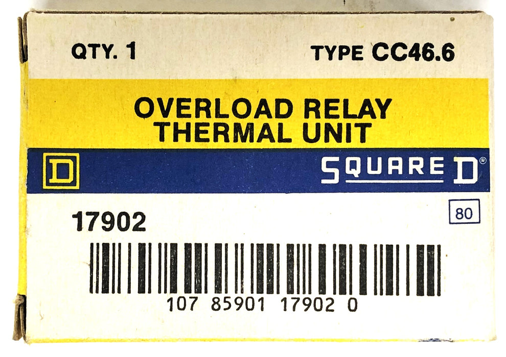 Square D Overload Relay Thermal Unit CC46.6 (DW 80) NOS