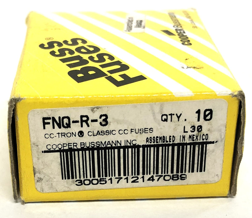 Bussmann CC-Tron Box Of 10 Class CC Time Delay Current Limiting Fuse FNQ-R-3 NOS