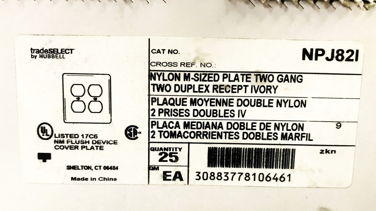 Trade Select Plastic Ivory 2-Gang 4-Plug Wall Plate NPJ821 [Lot of 25] NOS