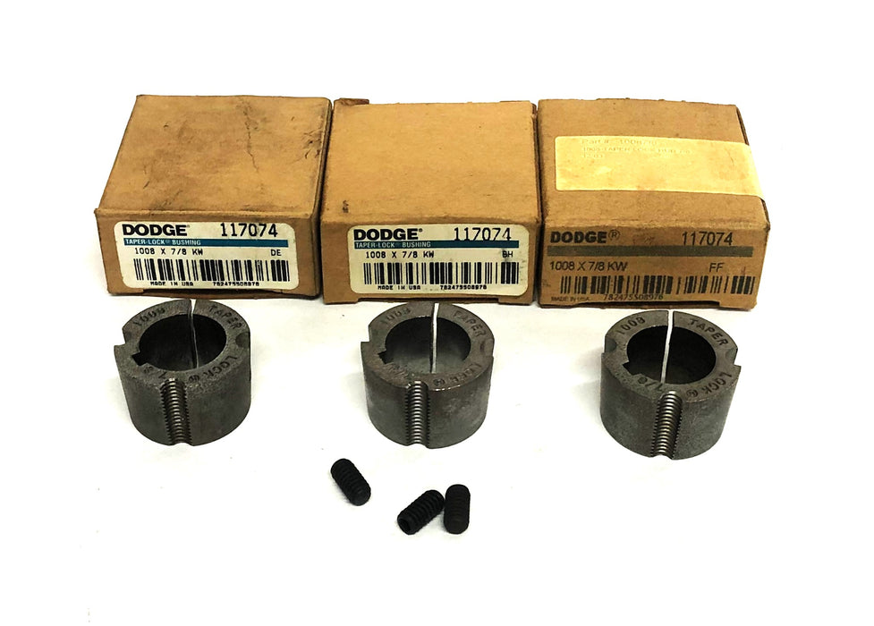 Dodge Taper-Lock Split Bushing 1008X7/8 KW (117074) [Lot of 3] NOS