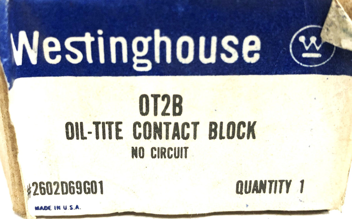 Westinghouse 600VAC/DC Oil-Tite Contact Block No Circuit 0T2B NOS