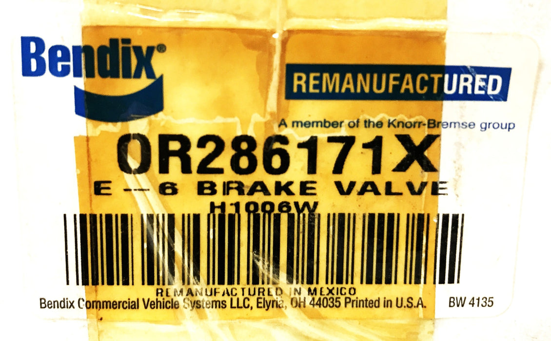 Bendix E-6 Brake Valve OR286171X REMANUFACTURED