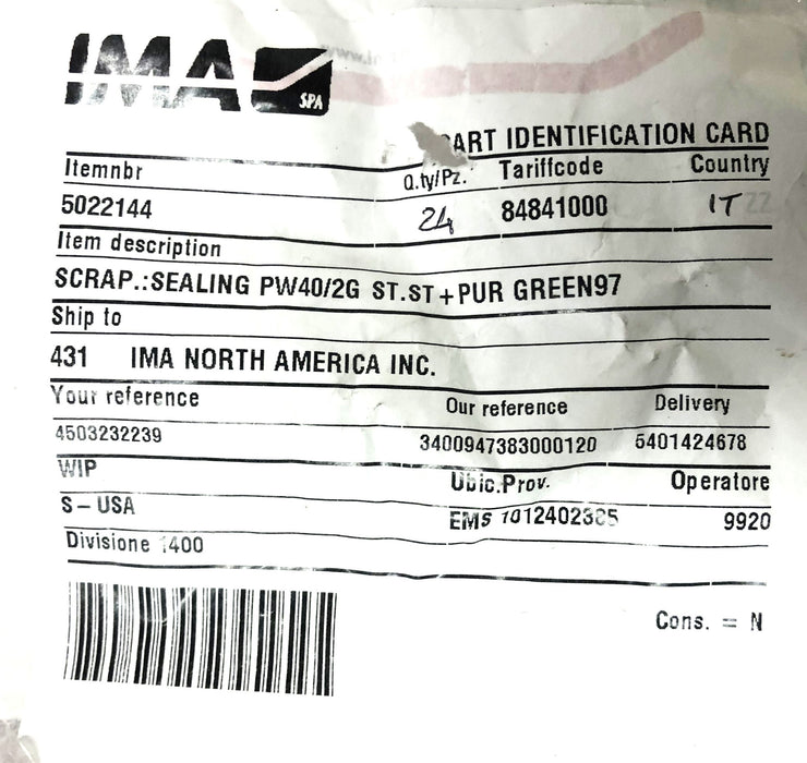 IMA PW40/2G ST. ST+PUR Green97 Dust Scraper Wiper Seal 40-50-5/8 [Lot of 2] NOS