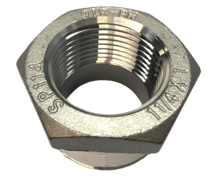 Unbranded 1-1/4" x 1" Stainless Steel Hex Bushing M8-316 (SP114) NOS