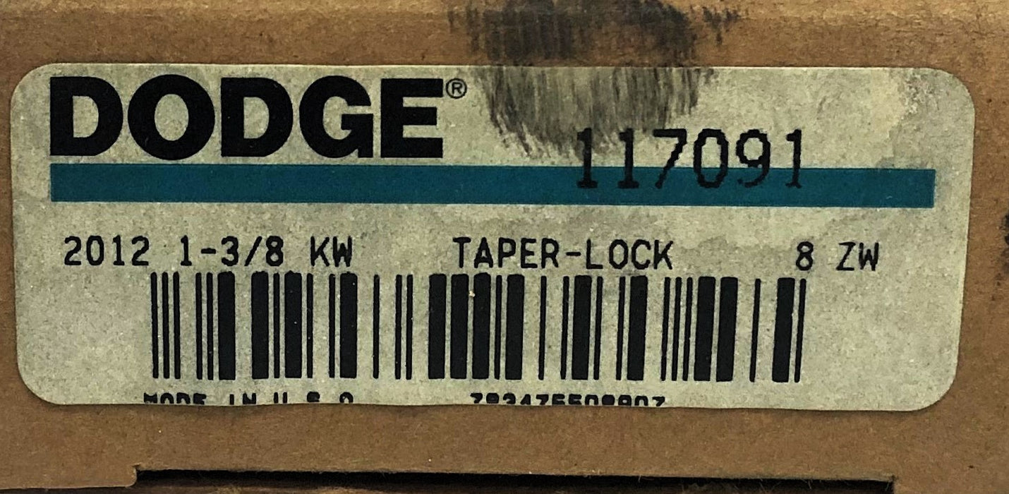 Dodge Taper-Lock Split Bushing 2012X1-3/8 KW (117091)  [Lot of 2] NOS