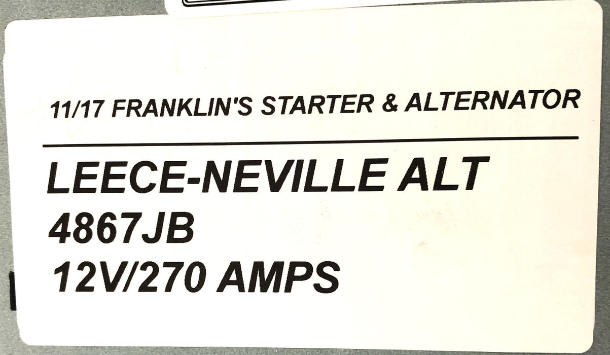 Leece-Neville 12V/270A Alternator 4867JB REMANUFACTURED