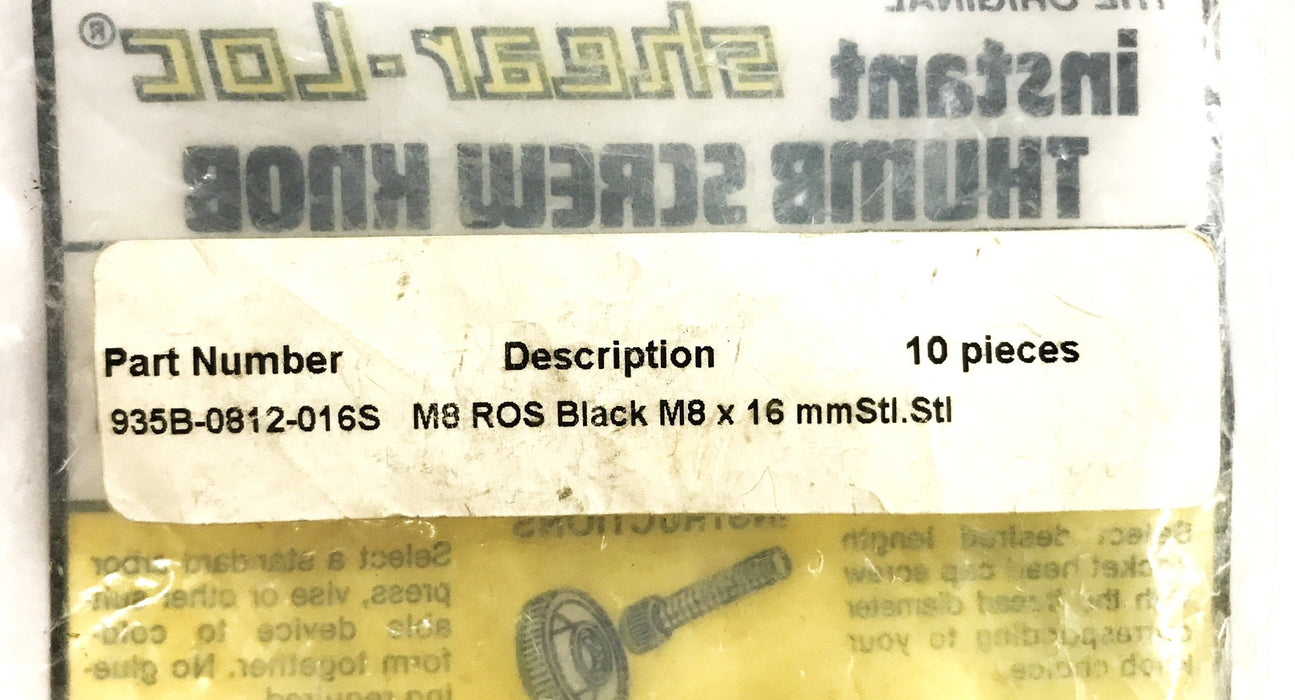 Shear-Loc Instant Thumb Screw Knob 935B-0812-016S [Lot of 9] NOS
